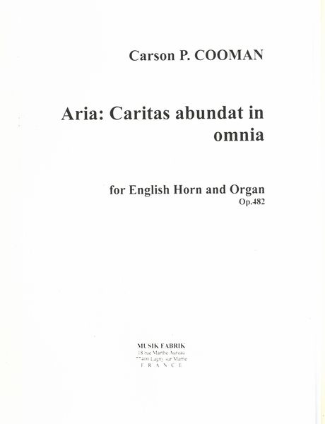 Aria - Caritas Abundat In Omnia For English Horn and Organ.