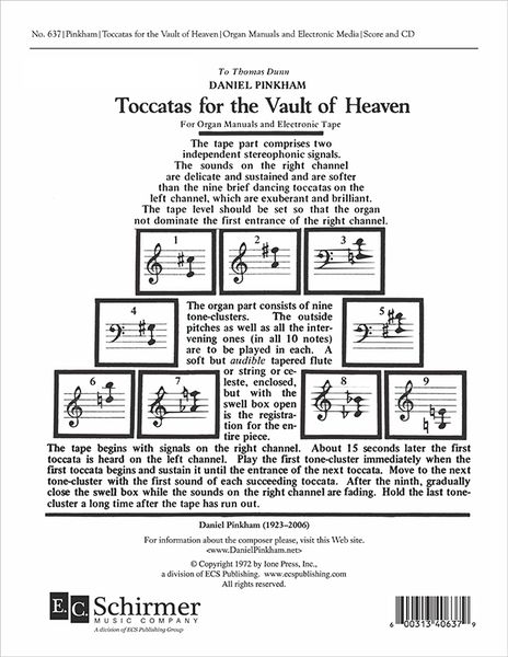 Toccatas For The Vault of Heaven : For Organ and Tape.