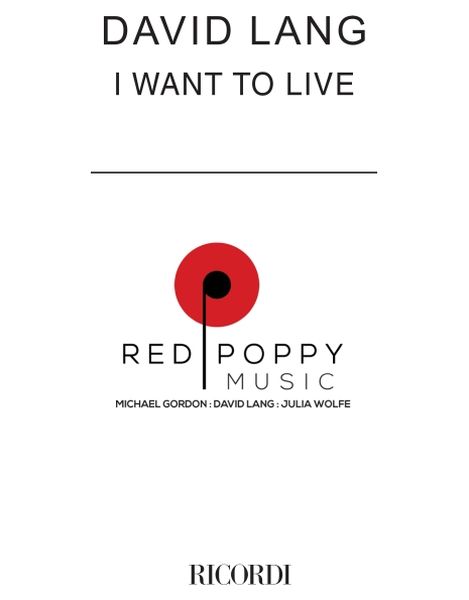 I Want To Live : For 3 Women's Voices Or Chorus.