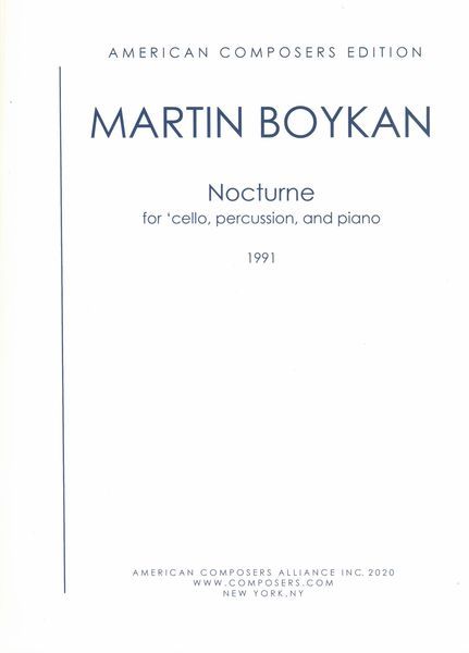 Nocturne : For Cello, Piano and Percussion (1991).