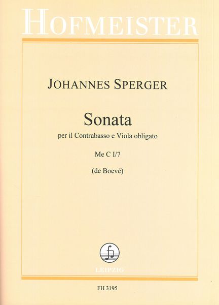 Sonata, Me C I/7 : Per Il Contrabasso E Viola Obligato / edited by Wies De Boevé.