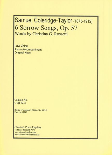 6 Sorrow Songs, Op. 57 : For Low Voice and Piano.