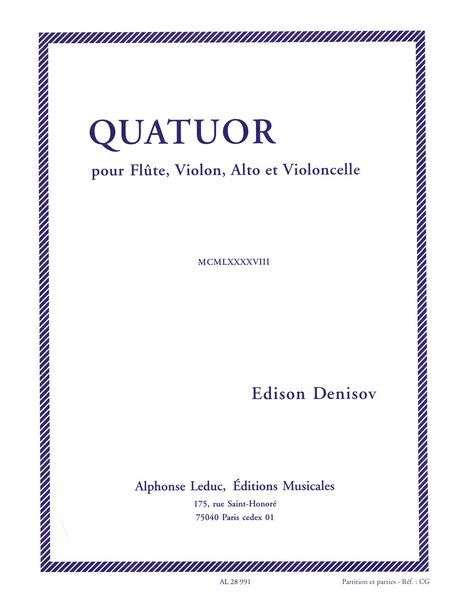 Quatuor : For Flute, Violin, Viola and Violoncello.