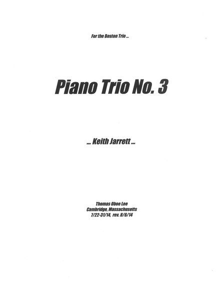 Piano Trio No. 3 - Keith Jarrett, Op. 162 : For Violin, Cello and Piano (2014) [Download].