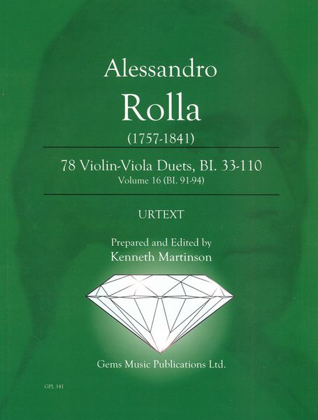 78 Violin-Viola Duets, Bi. 33-110 : Vol. 16 (Bi. 91-94) / edited by Kenneth Martinson.