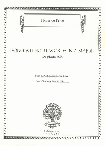 Song Without Words In A Major : For Piano Solo (1932) / edited by John Michael Cooper.