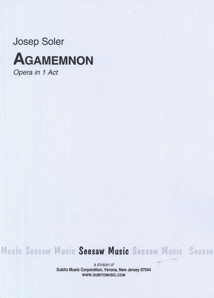 Agamemnon : Opera In 1 Act.