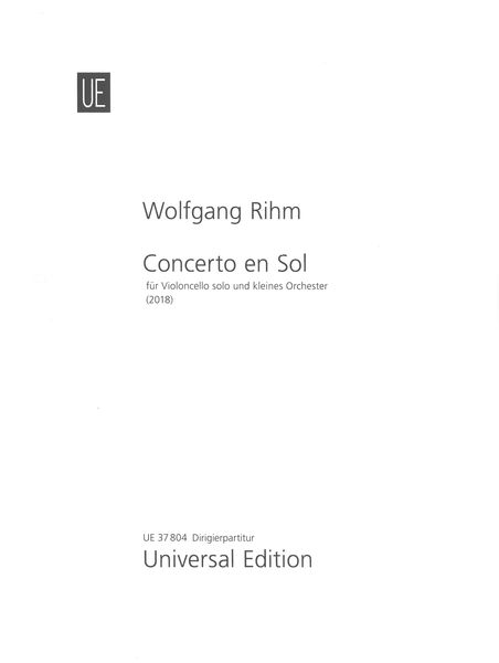 Concerto En Sol : Für Violoncello Solo und Kleines Orchester (2018).