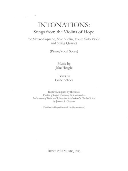 Intonations - Songs From The Violins of Hope : For Mezzo, Solo Violin, Youth Solo Violin and S. Q.