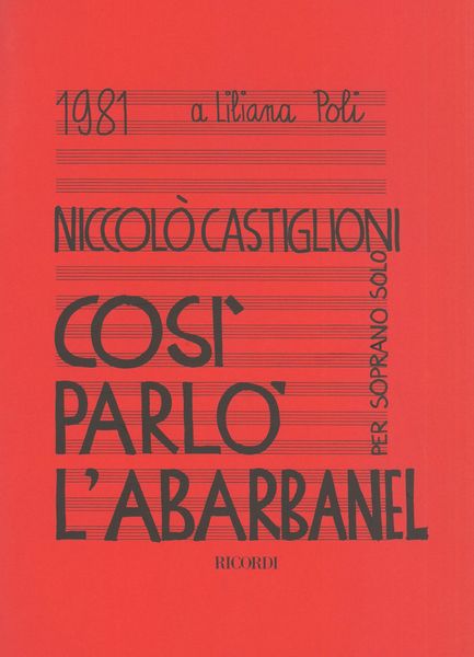Cosi Parlo l'Abarbanel : Per Soprano Solo (1981).