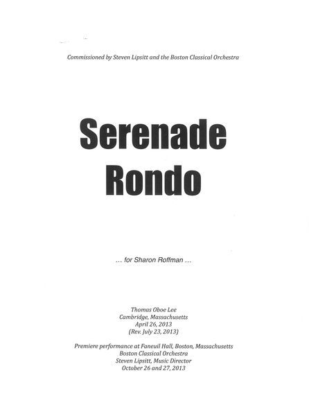 Serenade Rondo, Op. 154 : For Solo Violin and Chamber Orchestra (2013) [Download].