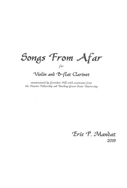 Songs From Afar : For Violin and B Flat Clarinet (2019).