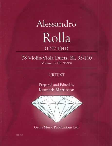 78 Violin-Viola Duets, Bi. 33-110 : Vol. 17 (Bi. 95-98) / edited by Kenneth Martinson.