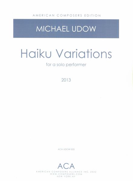 Haiku Variations : For Solo Percussion.