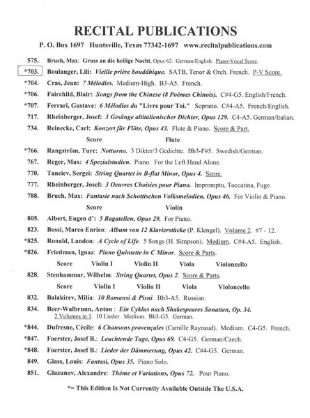 Vieille Priere Bouddhique : For Tenor, Choir & Orchestra - Piano reduction.