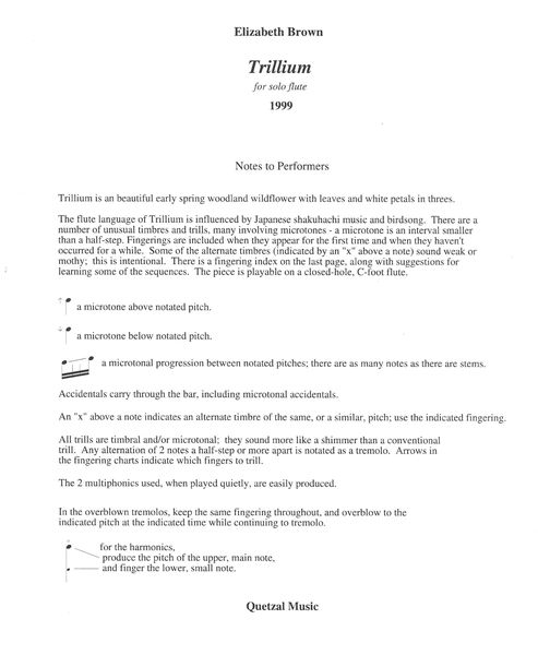 Trillium : For Solo Flute.