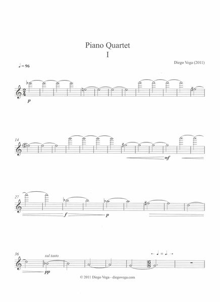 Piano Quartet : For Violin, Viola, Violoncello and Piano (2011).
