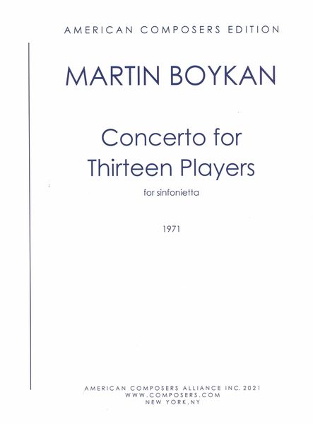 Concerto For Thirteen Players : For Sinfonietta (1971).