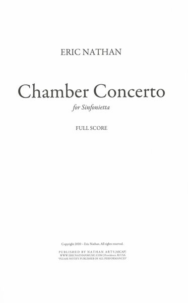 Chamber Concerto : For Sinfonietta (2020).