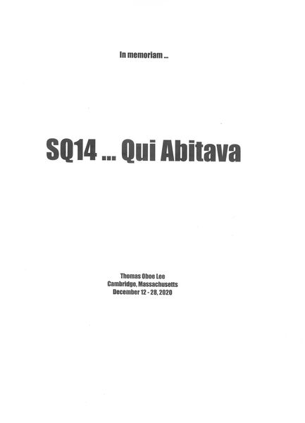 Sq14 - Qui Abitava : For String Quartet (2020).