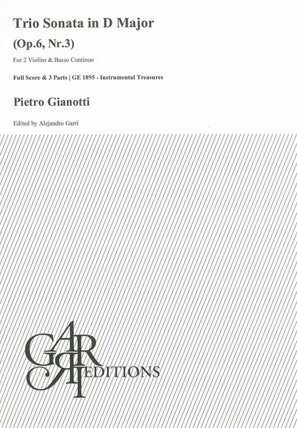 Trio Sonata In D Major, Op. 6 Nr. 3 : For 2 Violins and Basso Continuo / Ed. Alejandro Garri.