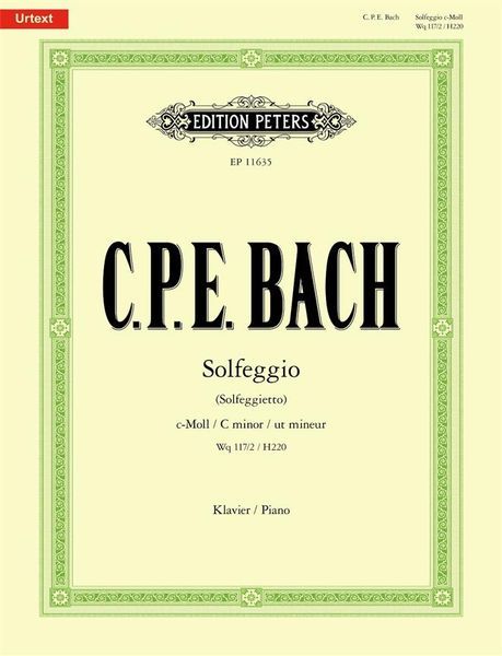 Solfeggio (Solfeggietto) In C Minor, Wq 117/2, H220 : For Piano / edited by Wolfram Ensslin.