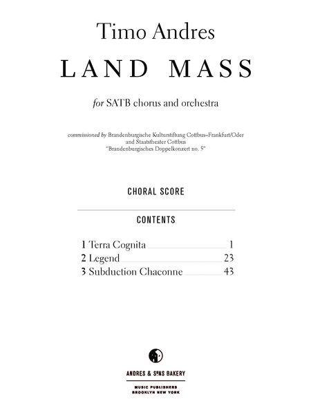 Land Mass : For Chorus and Orchestra (2019).