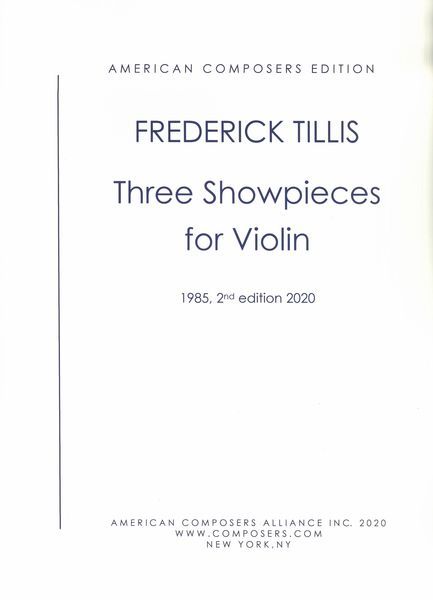 Three Showpieces : For Solo Violin (1985, 2nd Edition 2020).