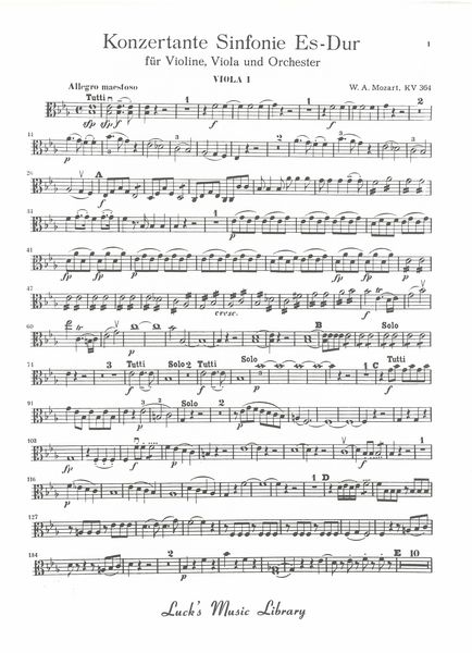 Sinfonia Concertante (K. 364) : For Violin, Viola, and Orchestra.