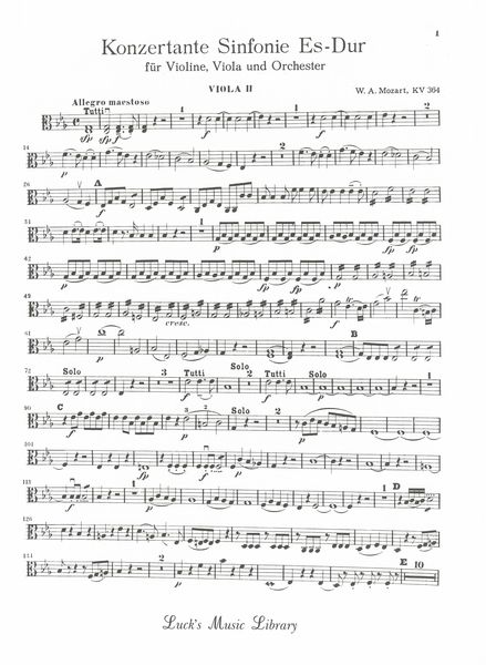 Sinfonia Concertante (K. 364) : For Violin, Viola, and Orchestra.