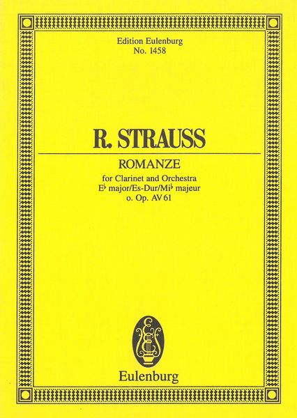 Romanze In E-Flat Major, Oop. Av 61 : For Clarinet and Orchestra - First Edition.