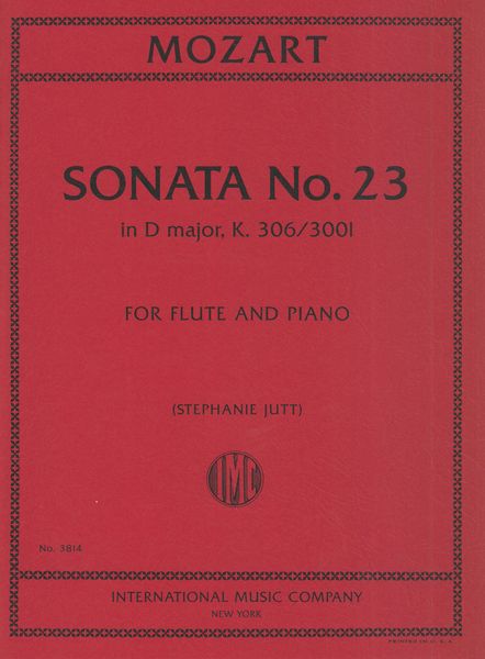 Sonata No. 23 In D Major, K. 306/300i : For Flute and Piano / arranged and edited by Stephanie Jutt.