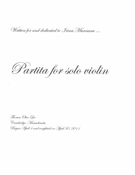 Partita : For Solo Violin (2011).