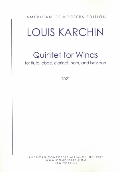 Quintet For Winds : For Flute, Oboe, Clarinet, Horn, and Bassoon (2021).