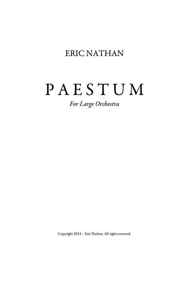 Paestum : For Orchestra.