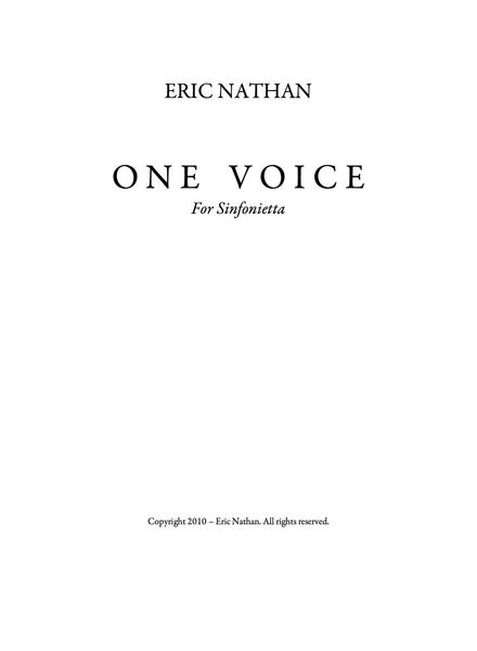 One Voice : For Sinfonietta.