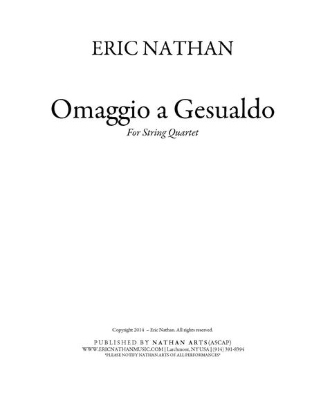 Omaggio A Gesualdo : For String Quartet.