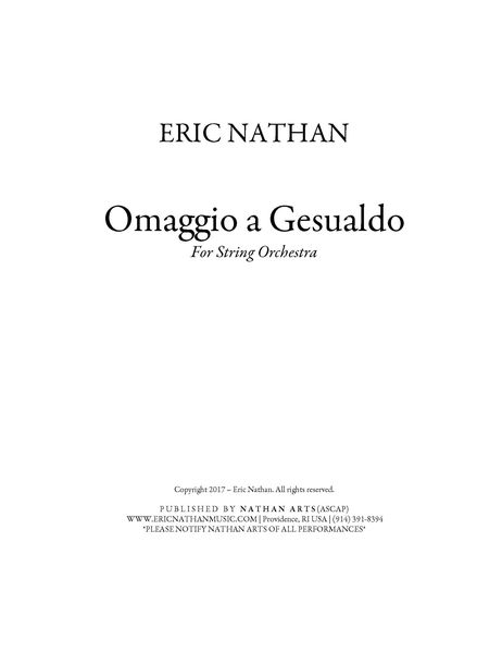 Omaggio A Gesualdo : For String Orchestra.