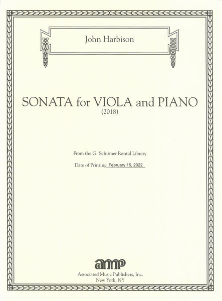 Sonata : For Viola and Piano (2018).