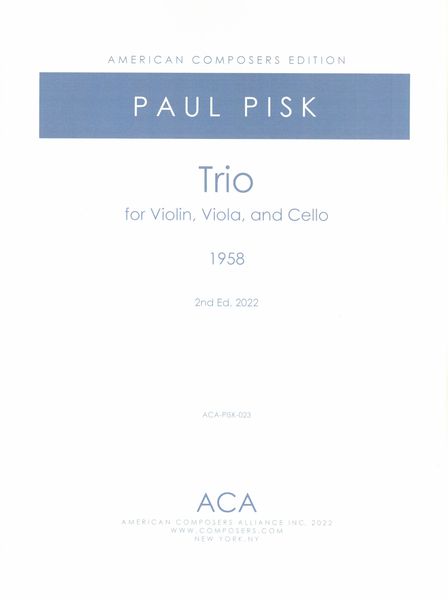 Trio, Op. 95 : For Violin, Viola and Cello (1958).