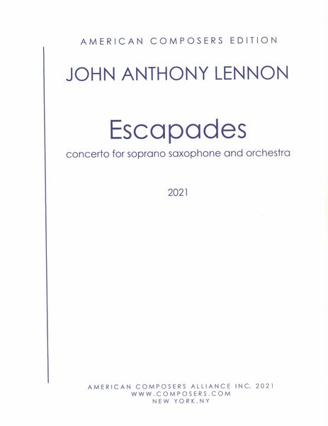 Escapades : Concerto For Soprano Saxophone and Orchestra (2021) - Piano reduction.