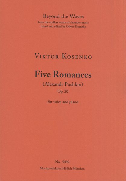 Five Romances (Alexandr Pushkin), Op. 20 : For Voice and Piano.