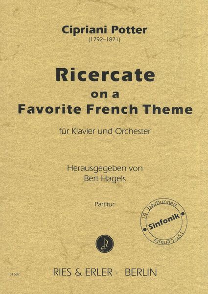 Ricercate On A Favorite French Theme : Für Klavier und Orchester / edited by Bert Hagels.