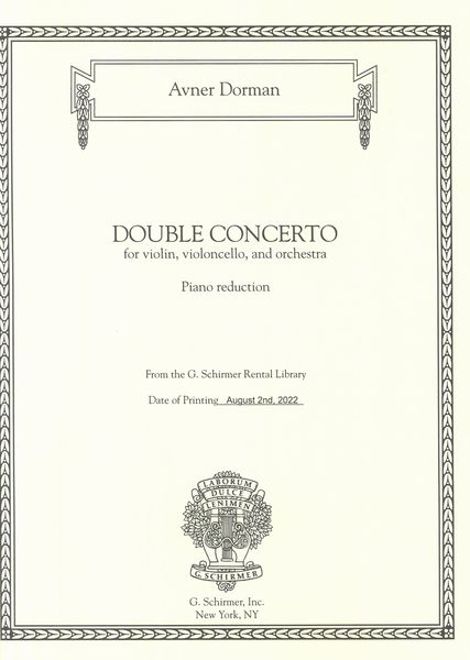 Double Concerto : For Violin, Violoncello and Orchestra - Piano reduction.