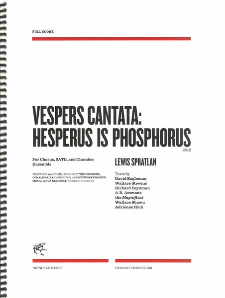 Vespers Cantata - Hesperus Is Phosphorus : For Chorus, SATB and Chamber Ensemble (2012).