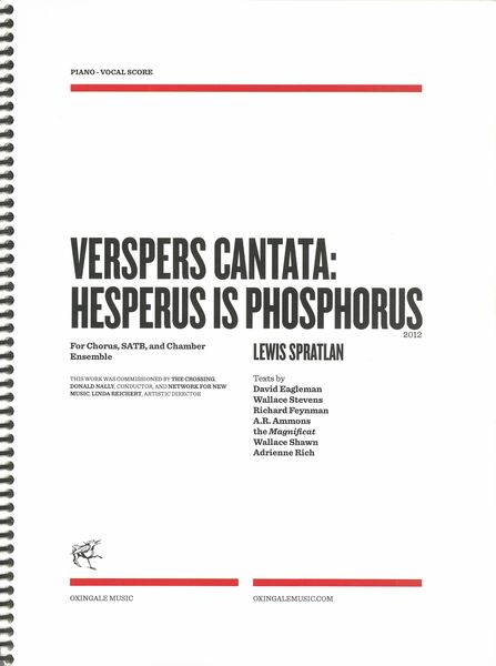 Vespers Cantata - Hesperus Is Phosphorus : For Chorus, SATB and Chamber Ensemble (2012).