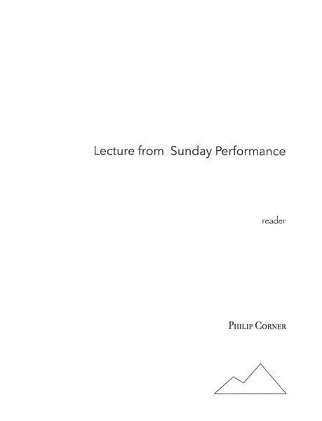 Lecture From Sunday Performance : For Reader (1962).