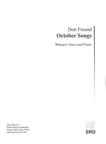 October Songs : For Woman's Voice and Piano (2020).