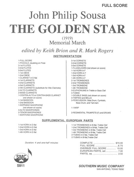 Golden Star : For Concert Band / arr. Keith Brion.