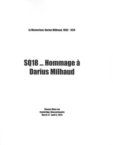 Sq18 : Hommage à Darius Milhaud (2023).